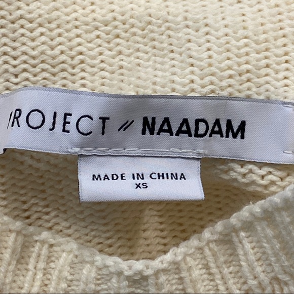 Project Naadam Mock Neck Ruffle Cableknit Sweater - Picture 4 of 5